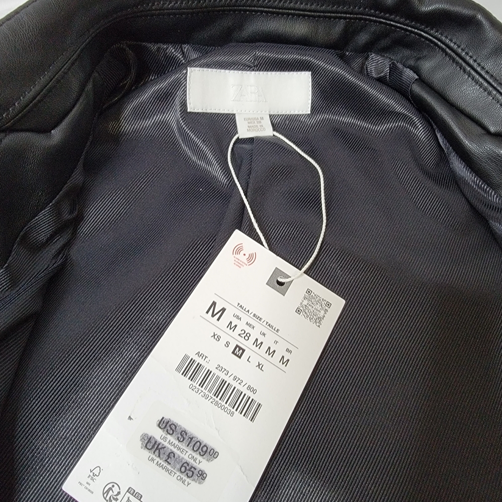 Zara FITTED FAUX LEATHER BLAZER - Picture 6 of 6